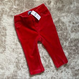Red velour infant pants